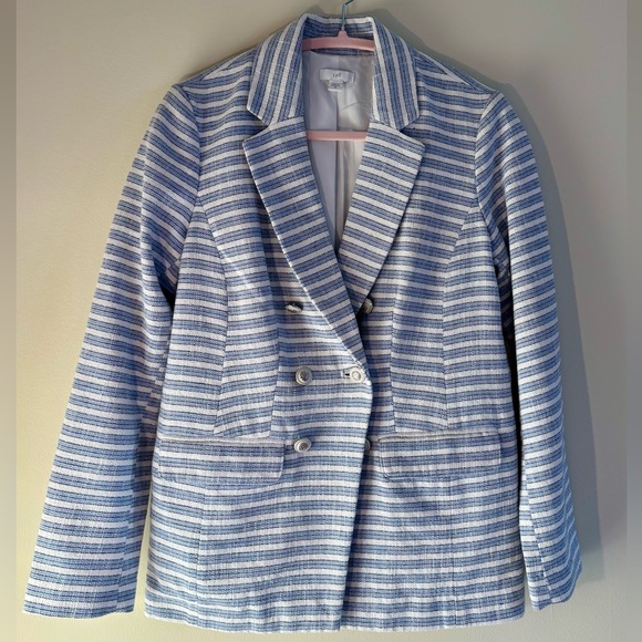 J.Jill Blue & White Striped Spectator Blazer Size XS - Picture 2 of 9